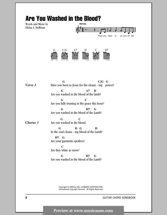 Are You Washed in the Blood?: Текст и аккорды by Elisha Albright Hoffman