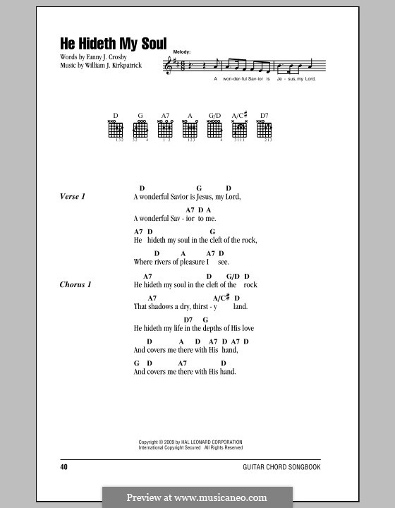 He Hideth My Soul: Текст, аккорды by Уильям (Джеймс) Киркпатрик