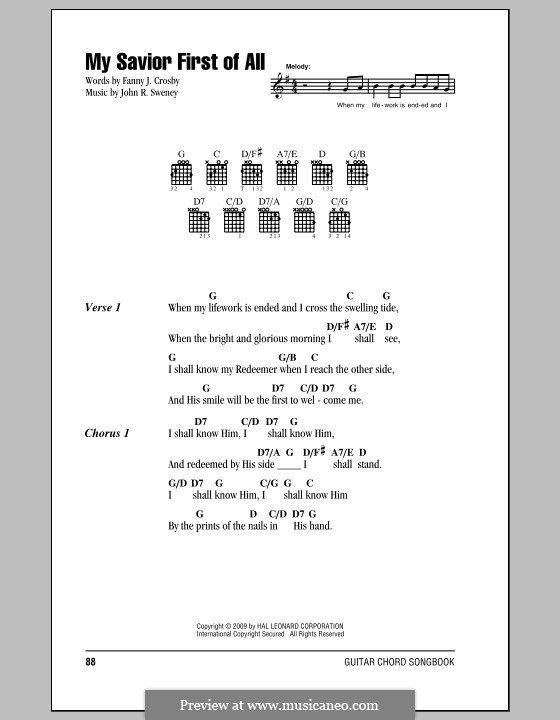 My Savior First of All: Текст и аккорды by John Robson Sweney