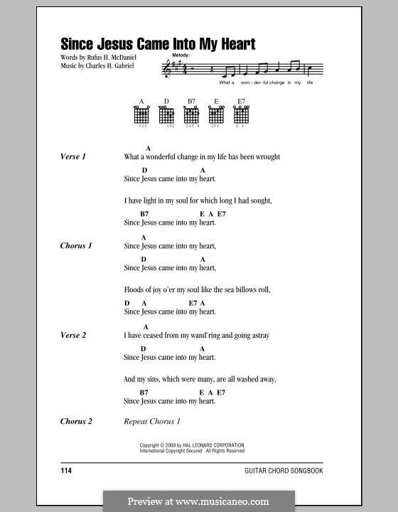 Since Jesus Came Into My Heart: Текст, аккорды by Charles Hutchinson Gabriel