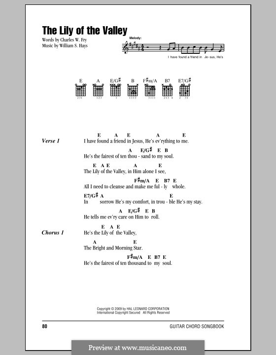 The Lily of the Valley: Текст, аккорды by William Shakespeare Hays