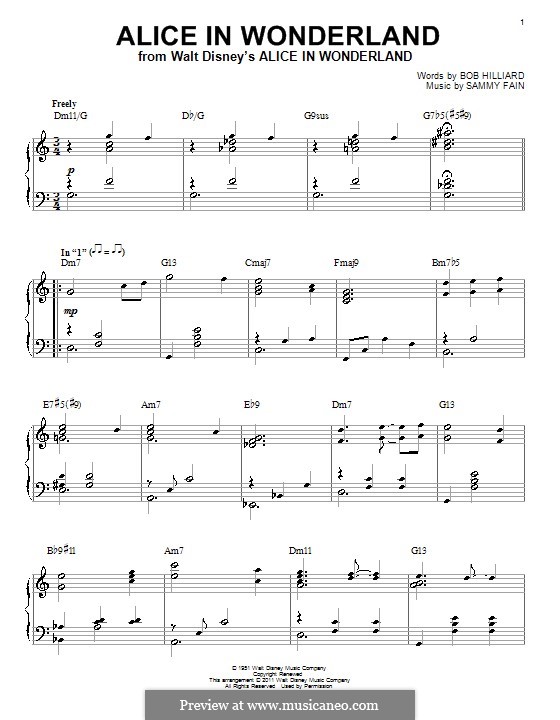 Alice in Wonderland (Bill Evans): Для фортепиано (D Minor) by Bob Hilliard, Sammy Fain