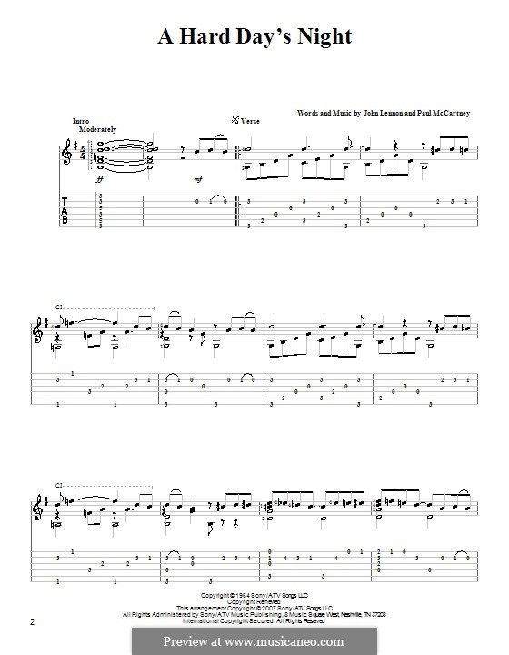 A Hard Day's Night (The Beatles): Для гитары by John Lennon, Paul McCartney