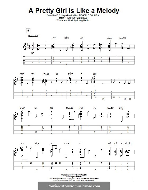 A Pretty Girl is Like a Melody: Для гитары by Ирвинг Берлин