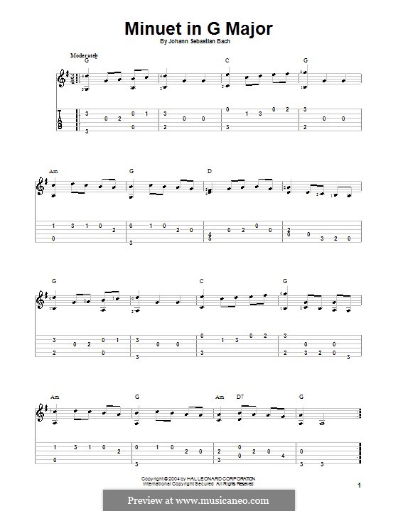 No.4 Менуэт соль мажор, BWV Anh.114: Для гитары by Иоганн Себастьян Бах