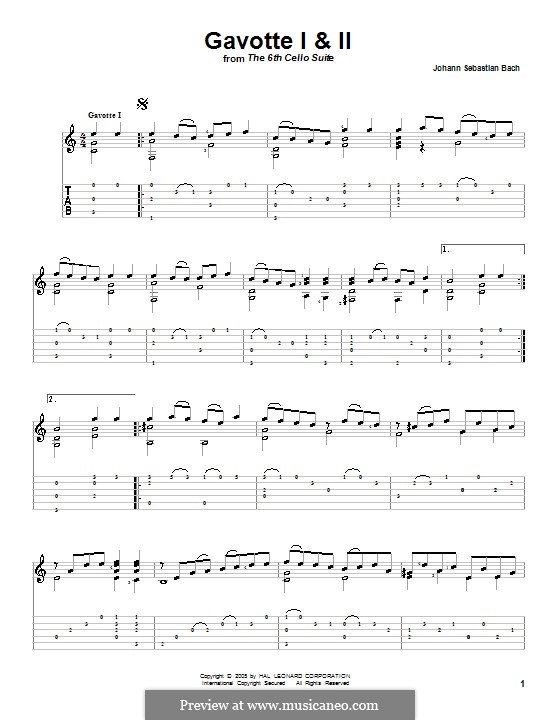 Сюита для виолончели No.6 ре мажор, BWV 1012: Гавоты No.1-2. Версия для фортепиано by Иоганн Себастьян Бах