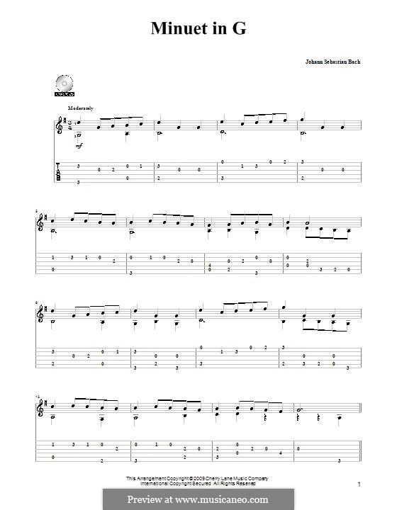 No.4 Менуэт соль мажор, BWV Anh.114: Для гитары by Иоганн Себастьян Бах