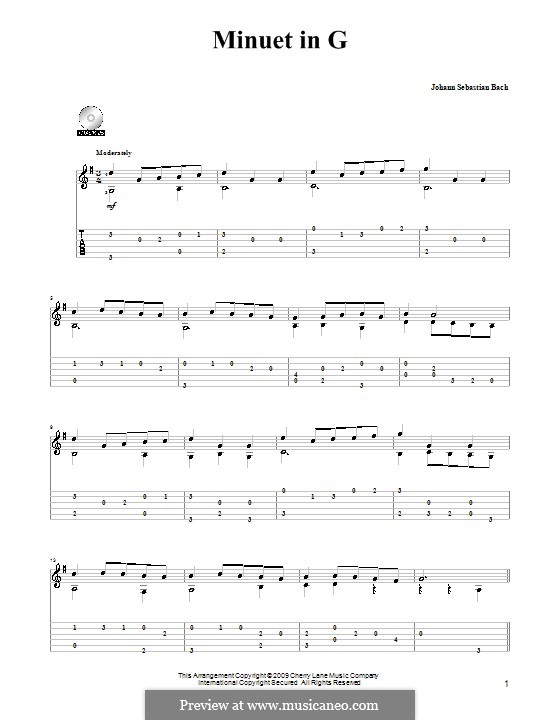 No.4 Менуэт соль мажор, BWV Anh.114: Для гитары by Иоганн Себастьян Бах