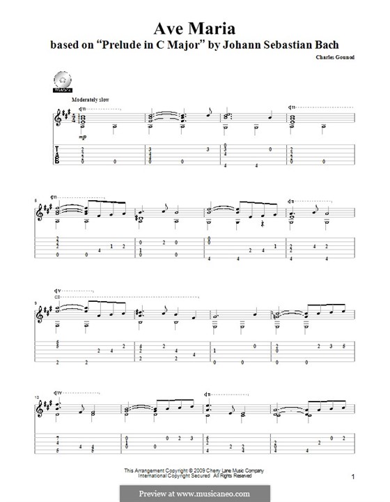 Ave Maria (Printable Sheet Music): Для гитары by Иоганн Себастьян Бах, Шарль Гуно