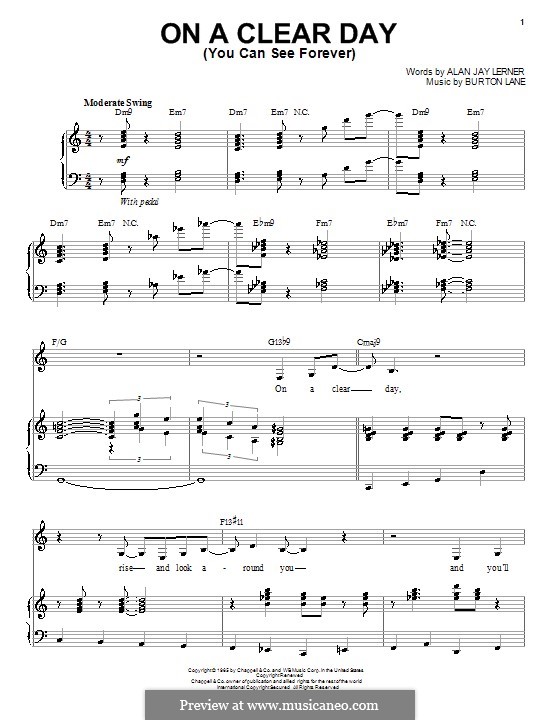 On a Clear Day (You Can See Forever): Для голоса и фортепиано by Burton Lane