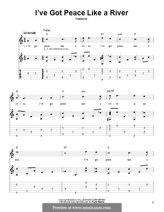 I've Got Peace Like a River: Для гитары by folklore