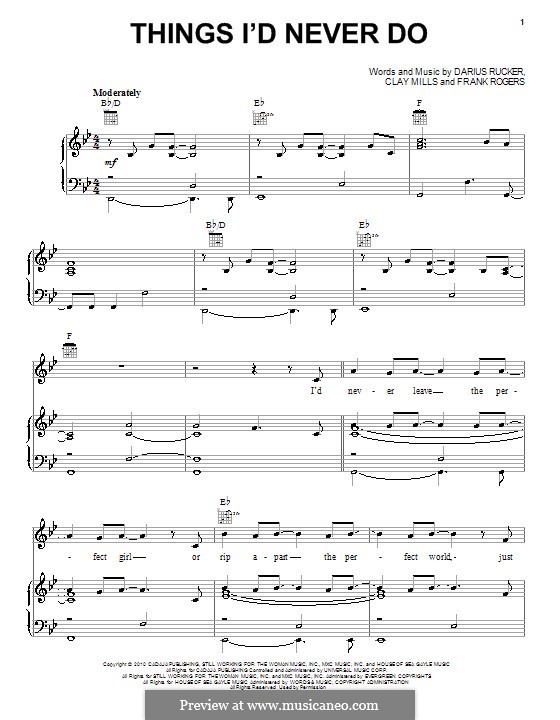 Things I'd Never Do: Для голоса и фортепиано (или гитары) by Clay Mills, Frank Rogers