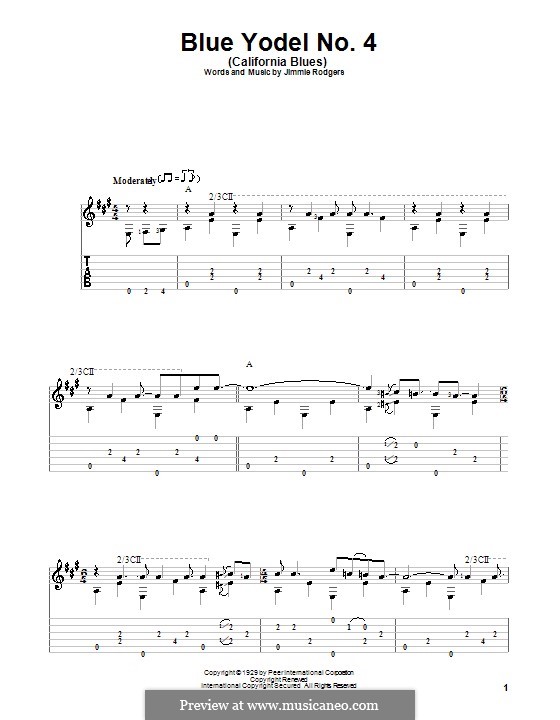 Blue Yodel No.4 (California Blues): Для гитары с табулатурой by Jimmie Rodgers