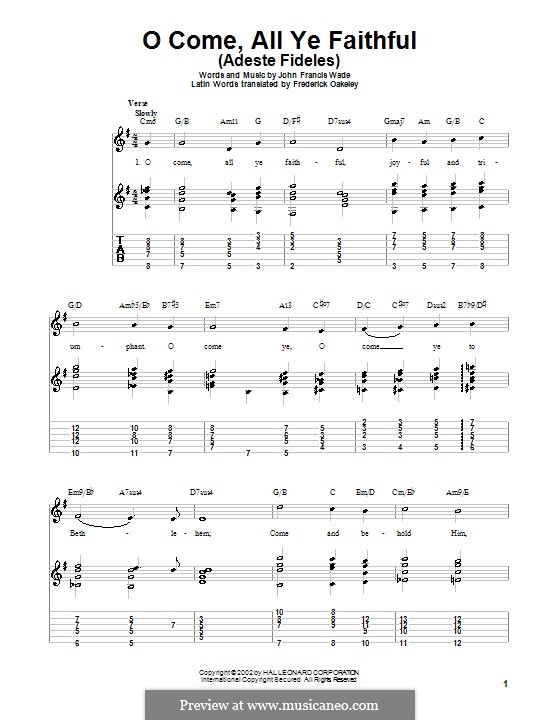 Instrumental version (Printable scores): For guitar with lyrics by Джон Фрэнсис Уэйд
