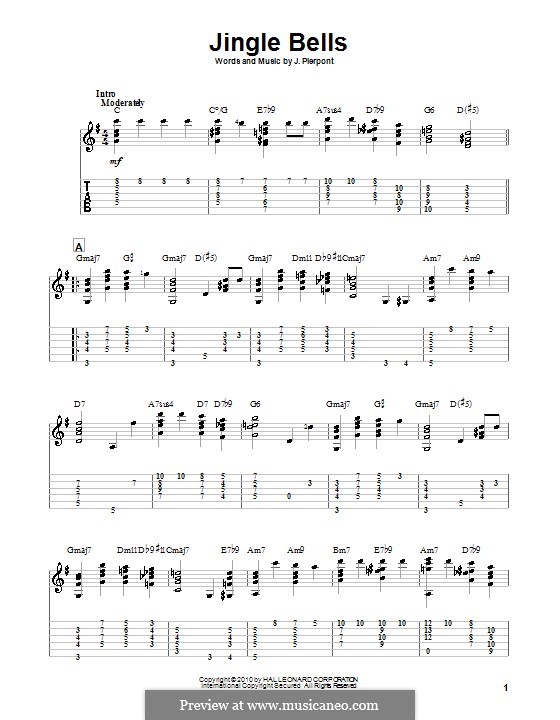 Guitar version: With tabulature (high quality sheet music) by James Lord Pierpont