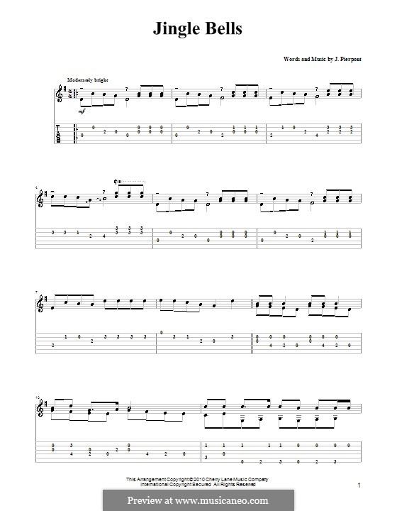 Guitar version: With tabulature (G Major) by James Lord Pierpont