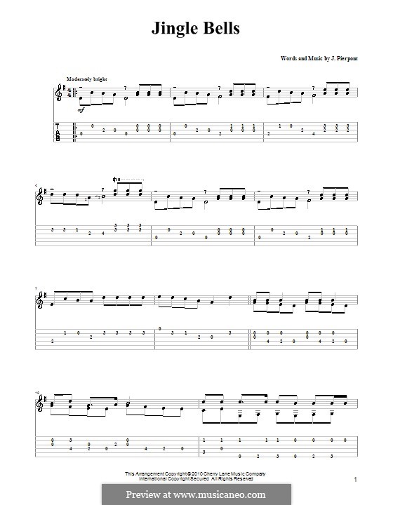 Guitar version: With tabulature (G Major) by James Lord Pierpont