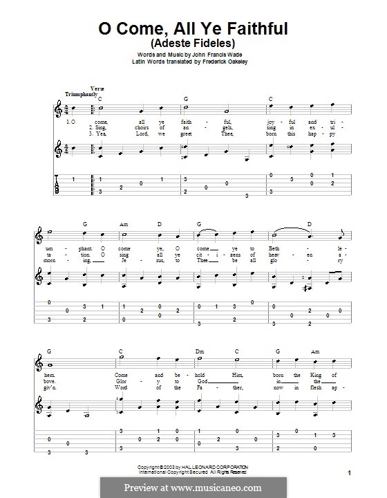 Instrumental version (Printable scores): Гитарная табулатура by Джон Фрэнсис Уэйд