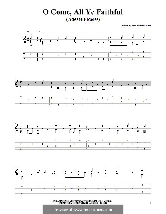 Instrumental version (Printable scores): Гитарная табулатура by Джон Фрэнсис Уэйд