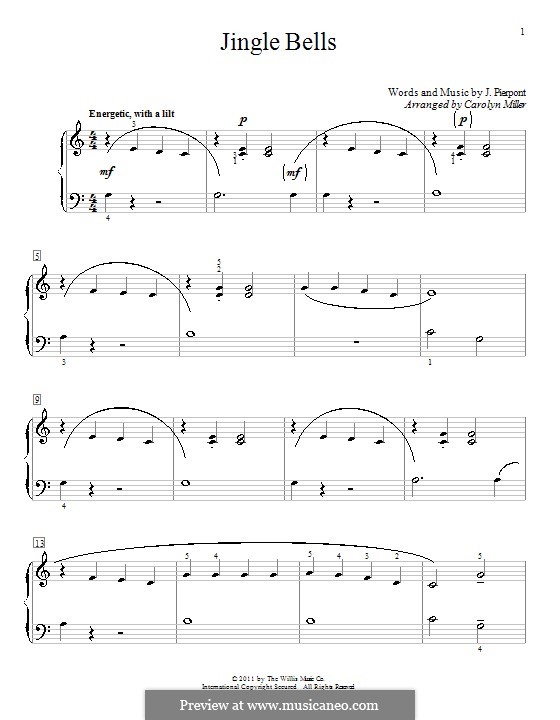 Piano version (printable scores): Для одного исполнителя by James Lord Pierpont