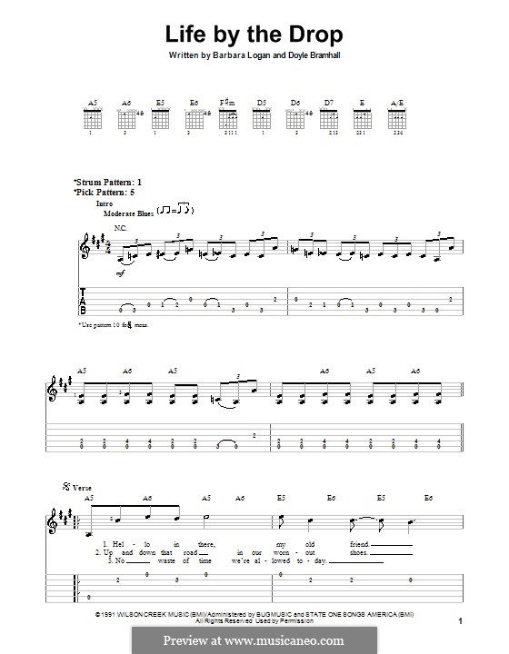 Life By the Drop (Stevie Ray Vaughan): Для гитары (очень легкая версия) by Barbara Logan, Doyle Bramhall
