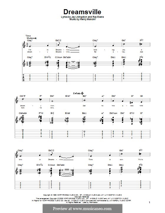 Dreamsville: Гитарная табулатура by Henry Mancini