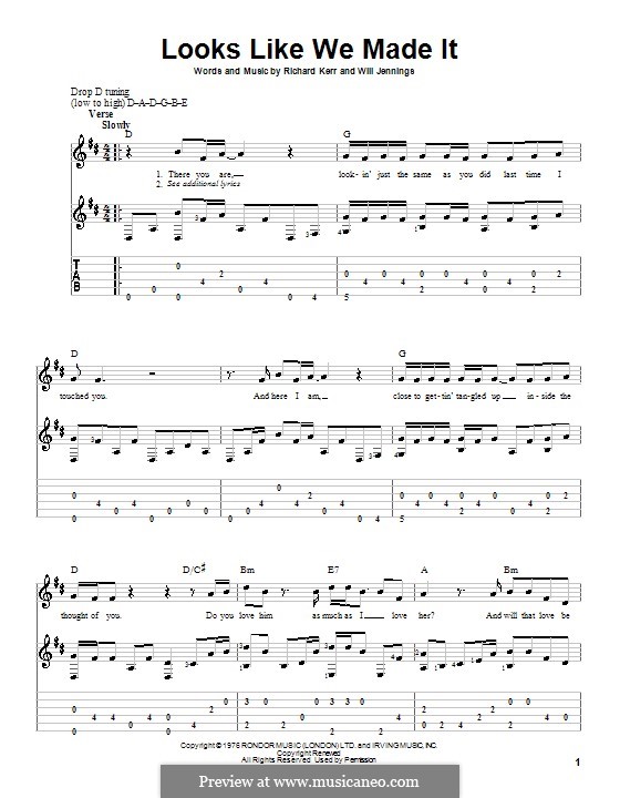 Looks Like We Made It: Для гитары с табулатурой by Richard Kerr, Will Jennings