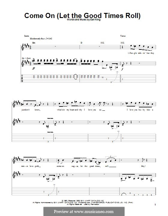 Come On (Part 1): Гитарная табулатура by Earl King