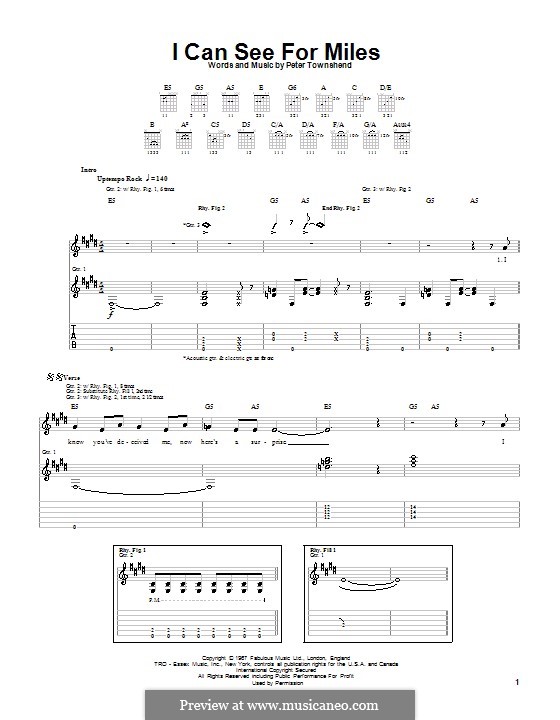 I Can See for Miles (The Who): Гитарная табулатура by Peter Townshend