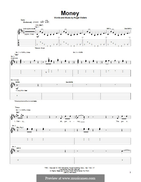 Money (Pink Floyd): Для гитары с табулатурой by Roger Waters