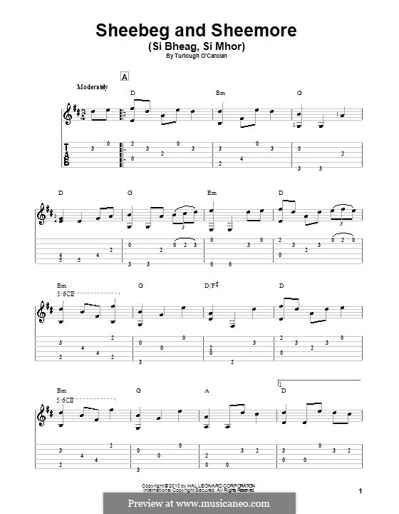 Sheebeg and Sheemore: Для гитары с табулатурой by Торла О'Каролан