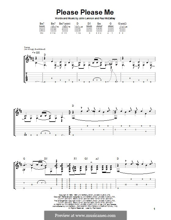 Please Please Me (The Beatles): Для гитары (D Major) by John Lennon, Paul McCartney