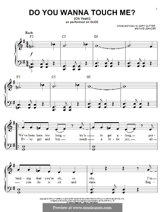 Do You Wanna Touch Me?  (Oh Yeah!): Для фортепиано (легкий уровень) (Glee Cast) by Gary Glitter, Mike Leander
