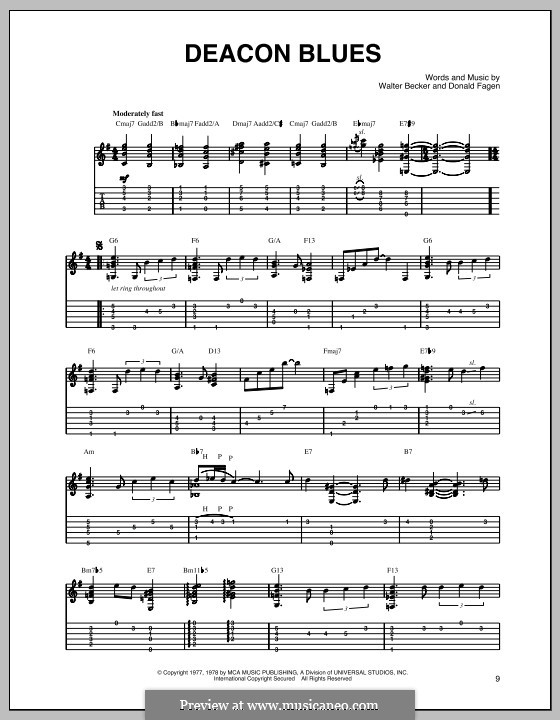 Deacon Blues (Steely Dan): Гитарная табулатура by Donald Fagen, Walter Becker