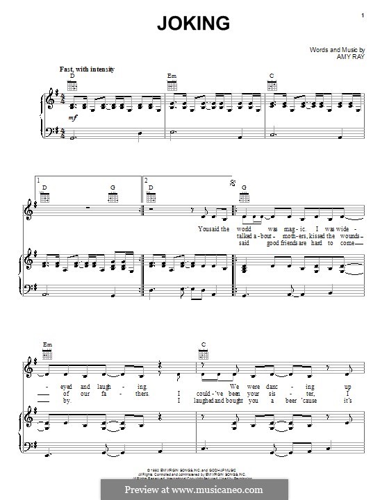 Joking (Indigo Girls): Для голоса и фортепиано (или гитары) by Amy Ray