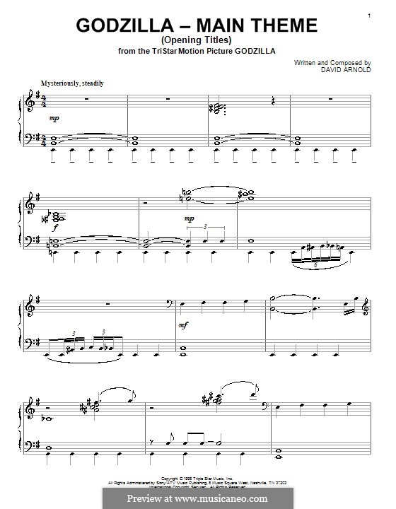 Godzilla - Main Theme (Opening Titles): Для фортепиано by David Arnold