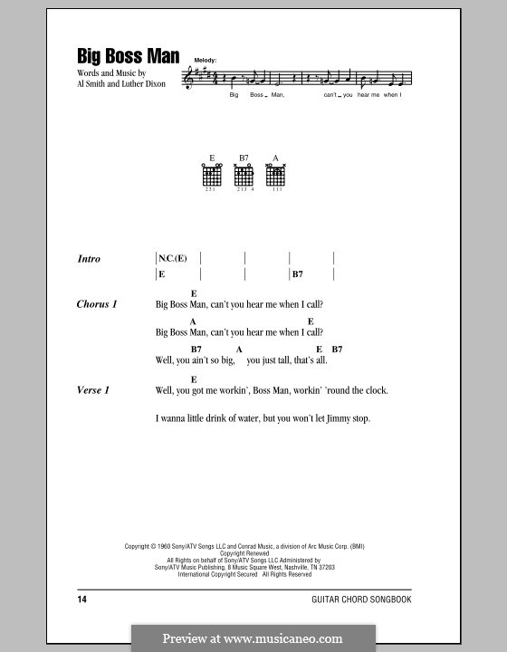 Big Boss Man (Elvis Presley): Текст, аккорды by Al Smith, Luther Dixon