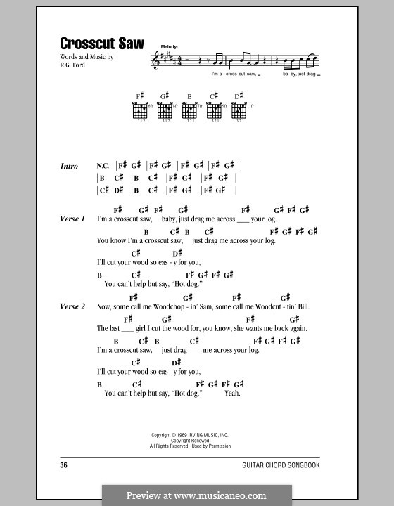 Crosscut Saw: Текст, аккорды by R.G. Ford