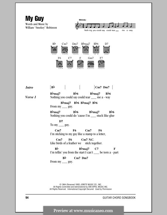 My Guy (Mary Wells): Текст и аккорды by Smokey Robinson