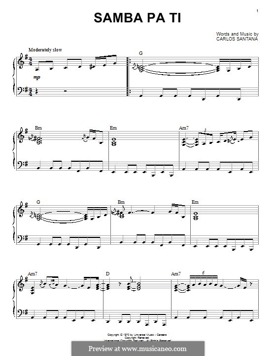Samba Pa Ti (Santana): Для фортепиано by Carlos Santana