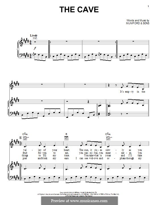 The Cave (Mumford & Sons): Для голоса и фортепиано (или гитары) by Marcus Mumford