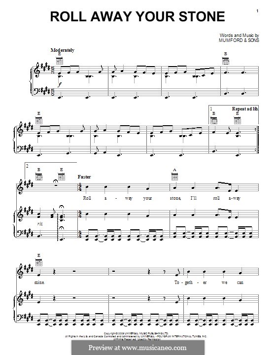 Roll Away Your Stone (Mumford & Sons): Для голоса и фортепиано (или гитары) by Marcus Mumford