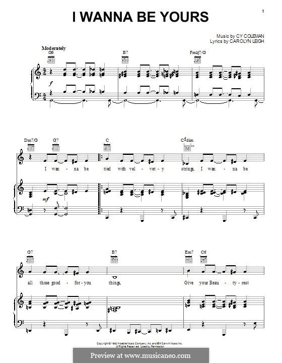 I Wanna Be Yours: Для голоса и фортепиано (или гитары) by Cy Coleman