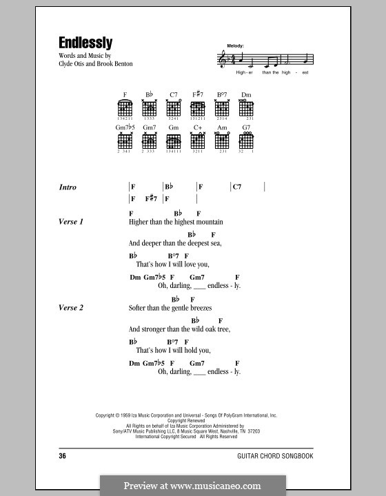 Endlessly: Текст и аккорды by Clyde Otis