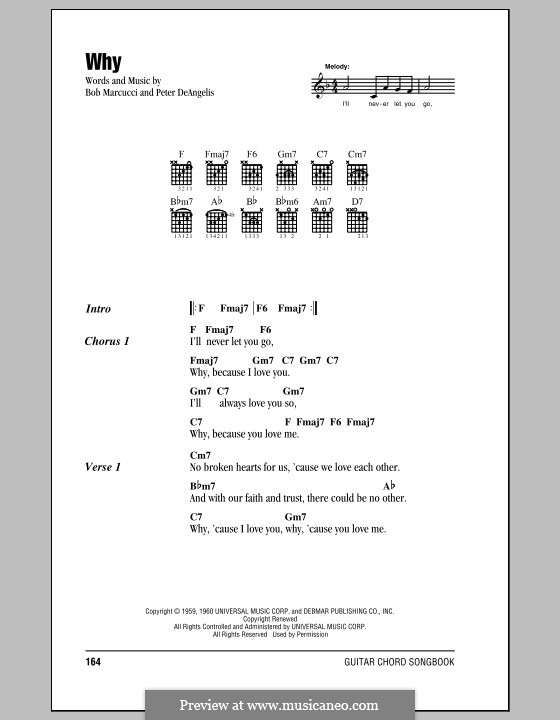 Why (Frankie Avalon): Текст, аккорды by Bob Marcucci, Peter DeAngelis