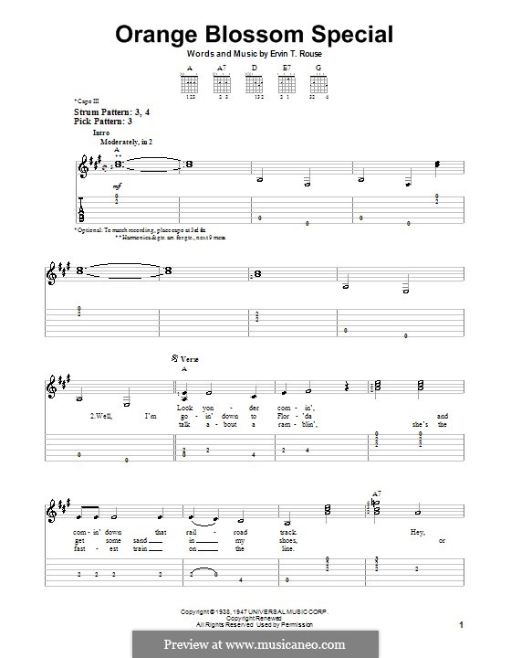 Orange Blossom Special: Для гитары (очень легкая версия) by Ervin T. Rouse