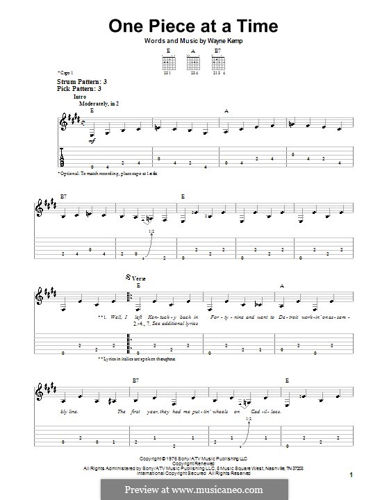 W. Kemp One Piece at a Time ноты на MusicaNeo