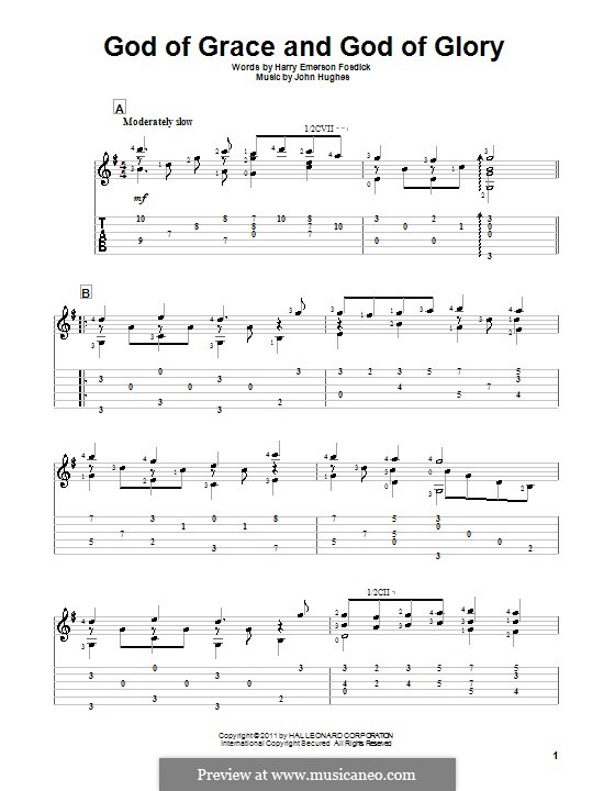 God of Grace and God of Glory: Для гитары с табулатурой by John Hughes