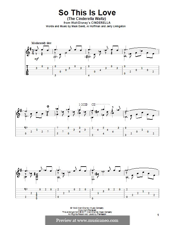 So This Is Love (The Cinderella Waltz): Гитарная табулатура by Al Hoffman, Jerry Livingston, Mack David