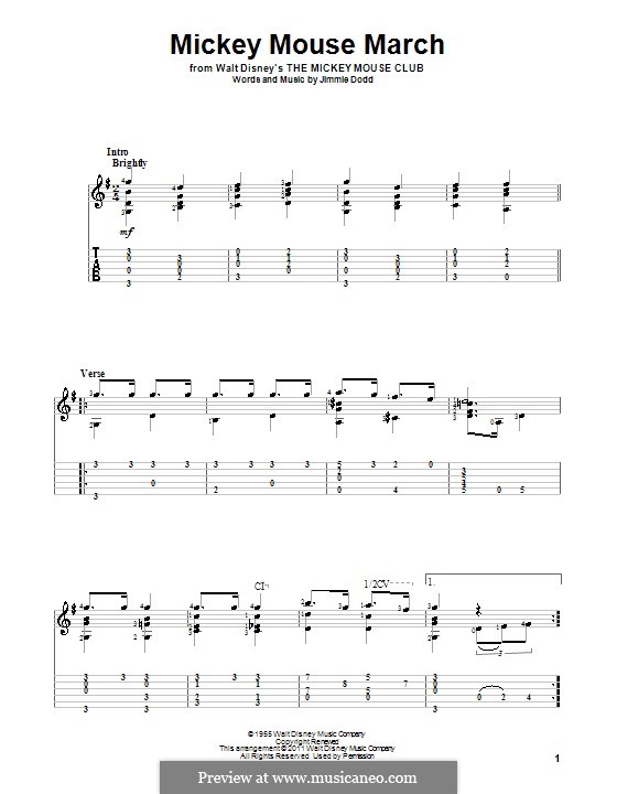 Mickey Mouse March (from The Mickey Mouse Club): Для гитары by Jimmie Dodd